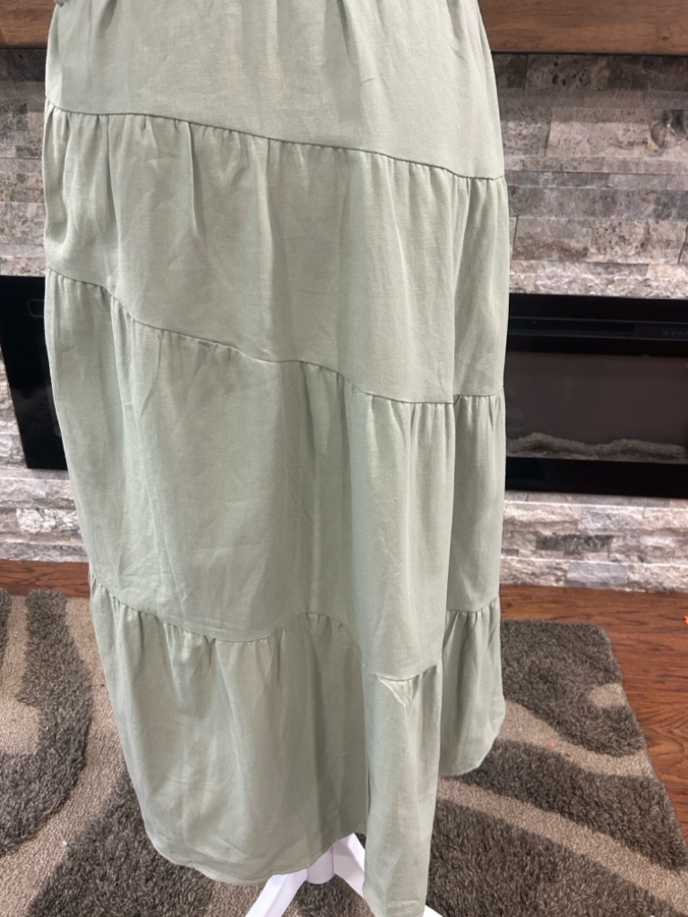 Polagram Sage Tiered Button-Front Maxi Dress with Tie Belt new with tags size L - Picture 7 of 11